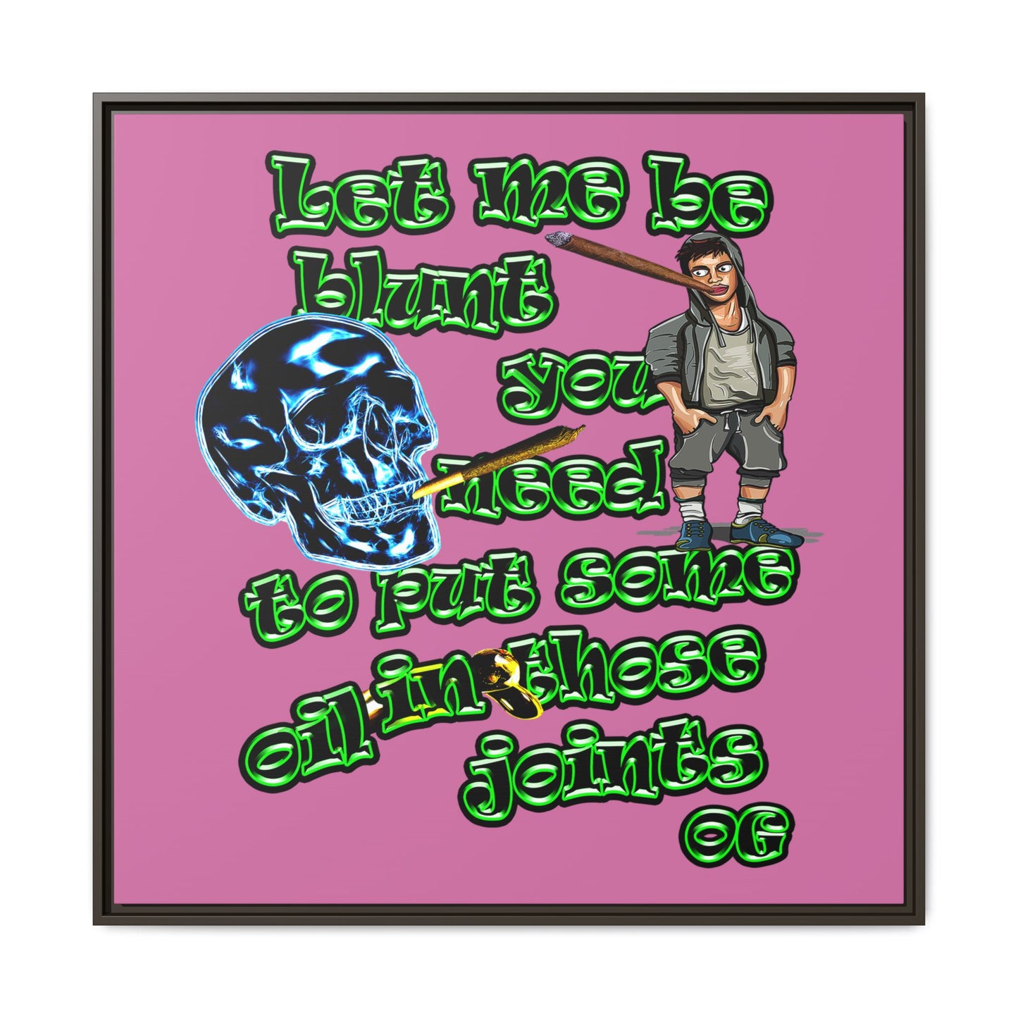 og - framed canvas art (light pink)