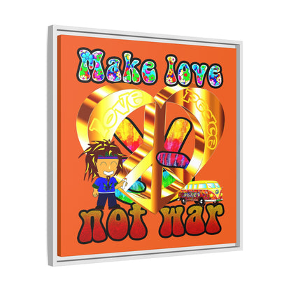 love peace - framed canvas art (orange)