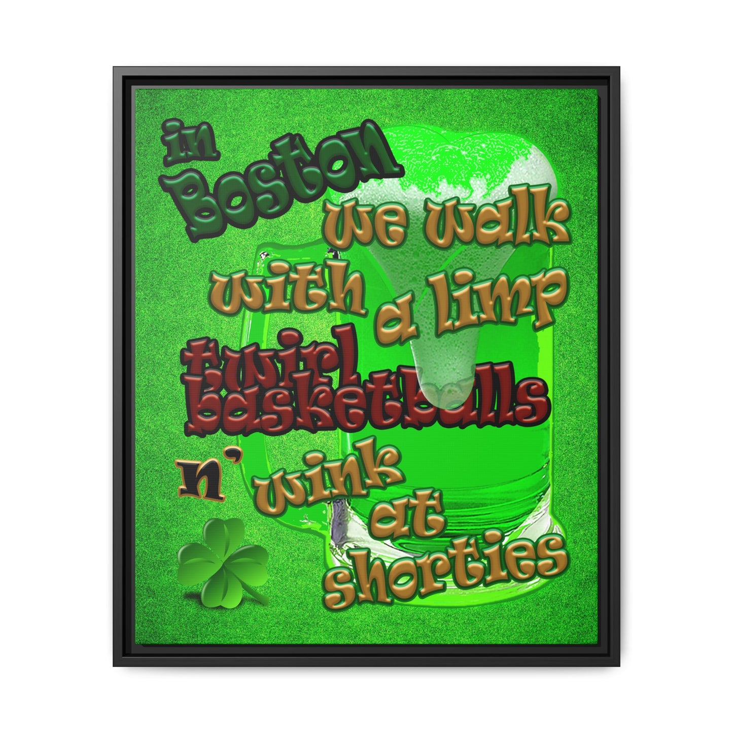 celtics logo - framed canvas art (green turf)