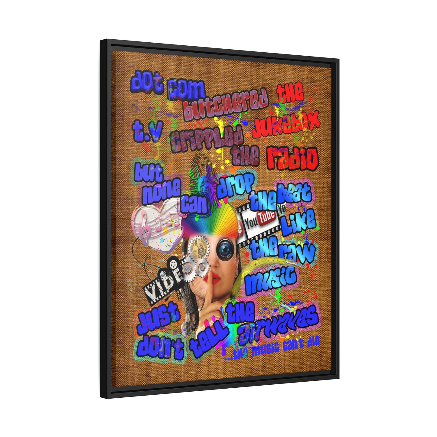 drop the beat - framed canvas art (brown papyrus)