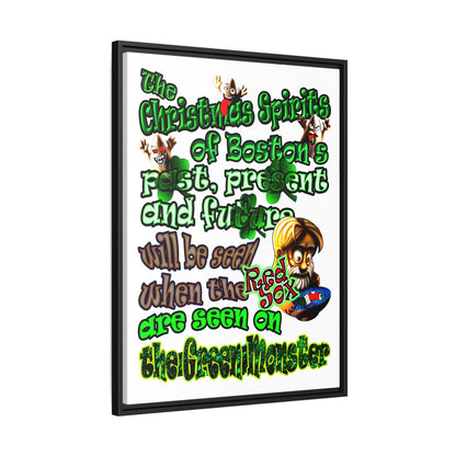 christmas spirits of boston - framed canvas art (white)