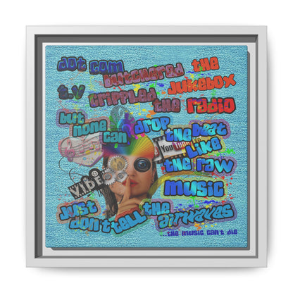 drop the beat - framed canvas art (faded blue)