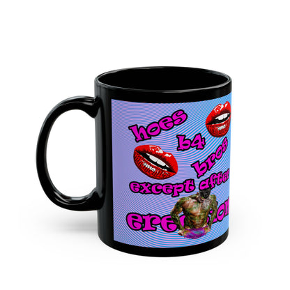 hoes b4 bros - Black Mug (light blue-purple wave)