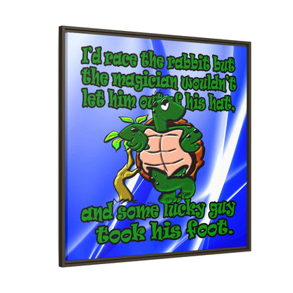turtle race - framed canvas art (blue-white wave)