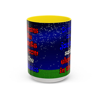 donkeys and elephants - Accent Mug ('snoops' background)