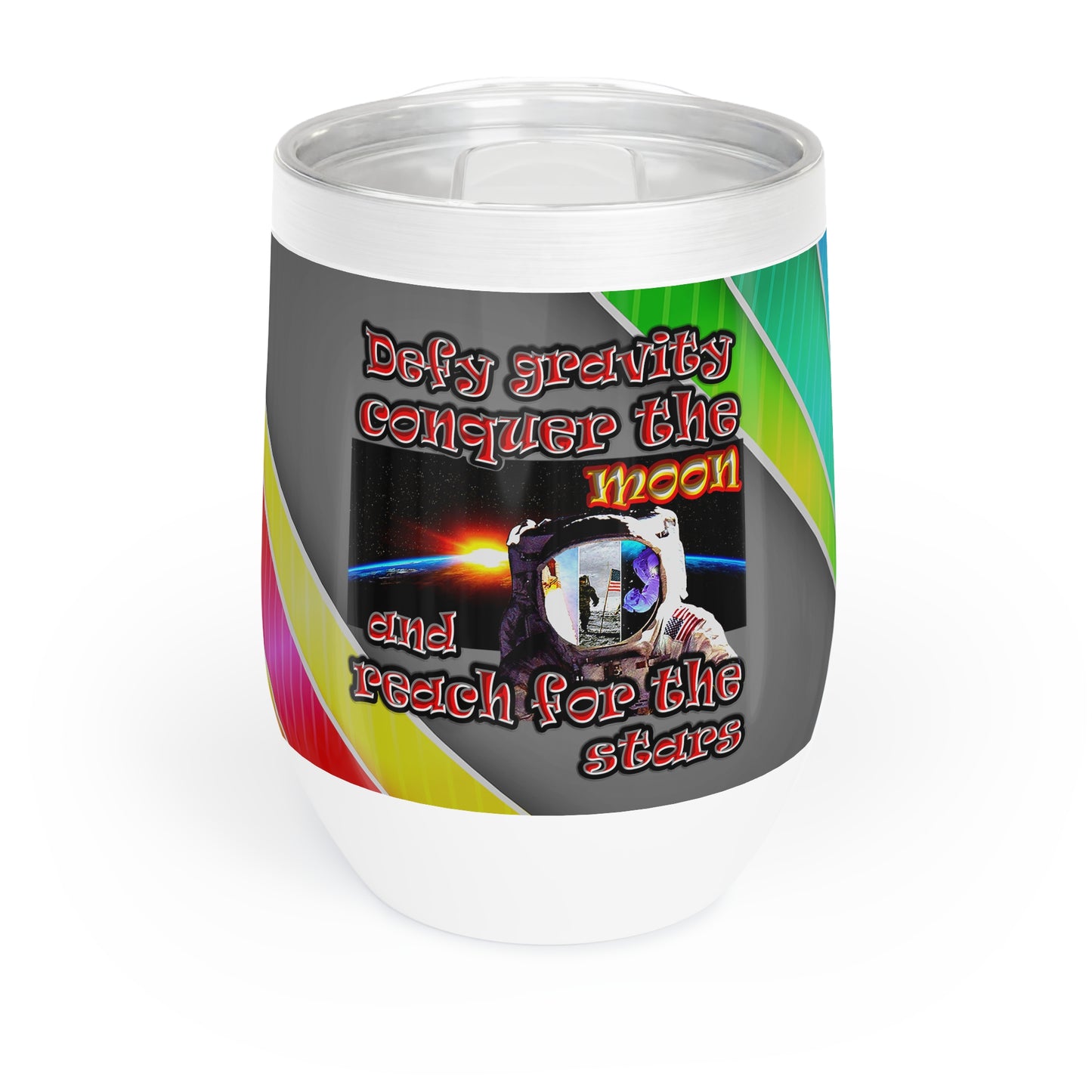 defy conquer reach - Chill Wine Tumbler (rainbow split)