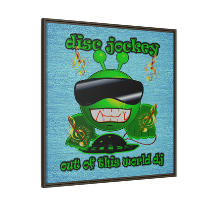 disc jockey - framed canvas art (faded blue)