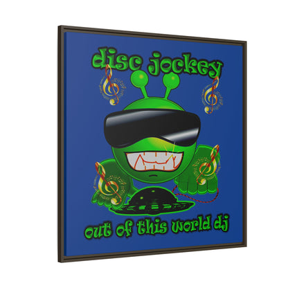 disc jockey - framed canvas art (dark blue)