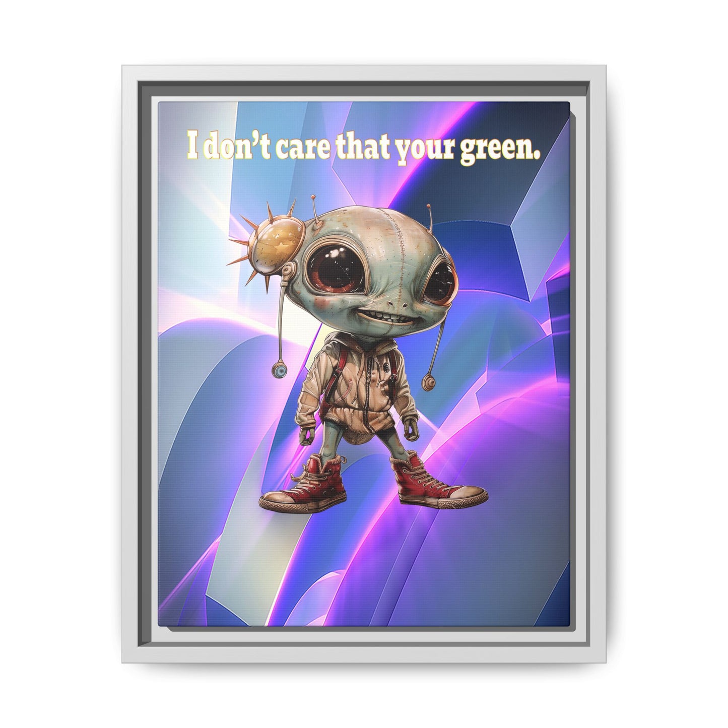 I don't care that your green - framed canvas art (grey-pink wave)