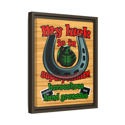 my luck - framed canvas art (butterscotch wood finish)