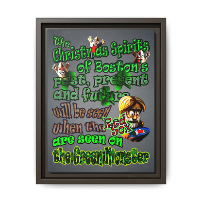christmas spirits of boston - framed canvas art (grey-light grey)