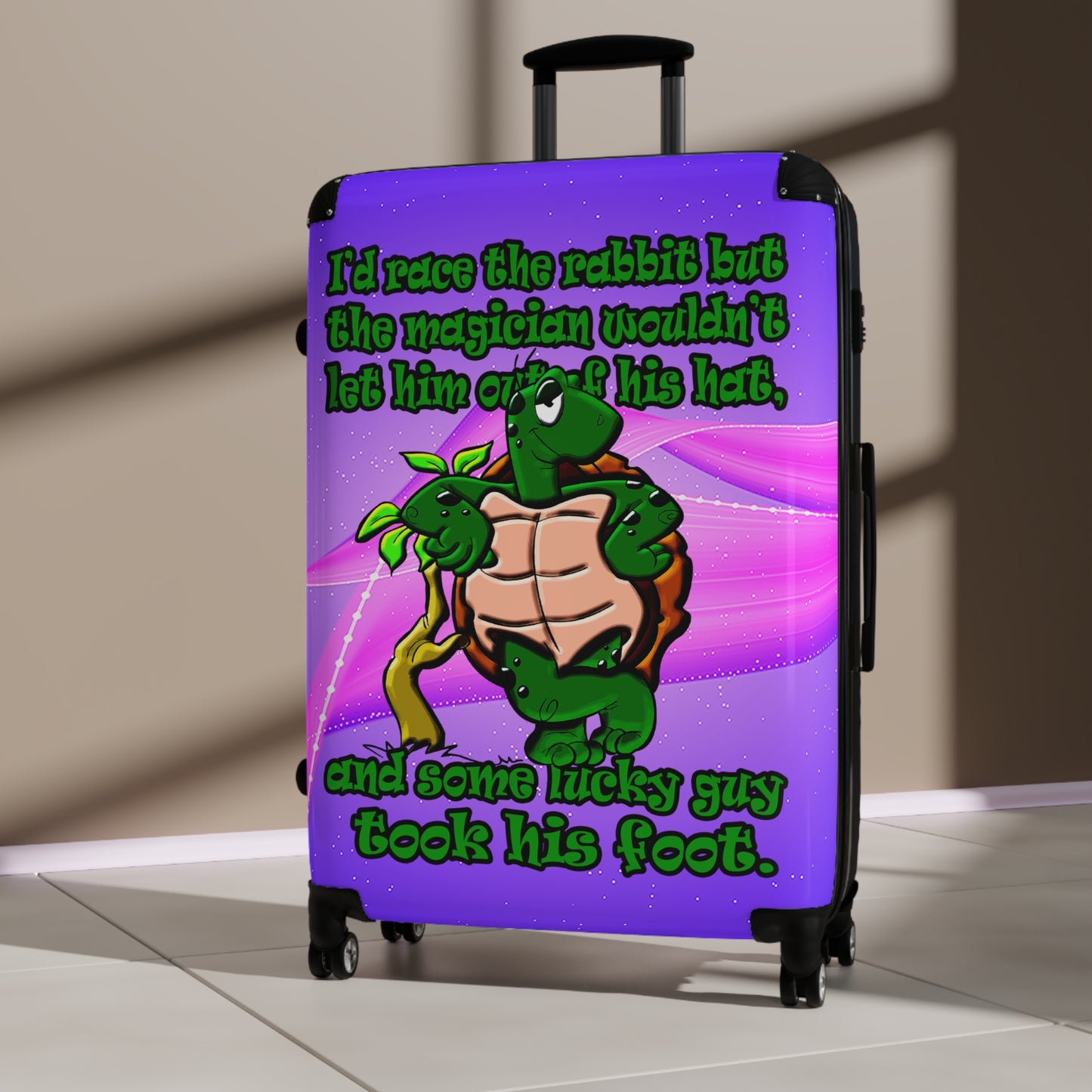 turtle race - Suitcase (purple-pink wave)