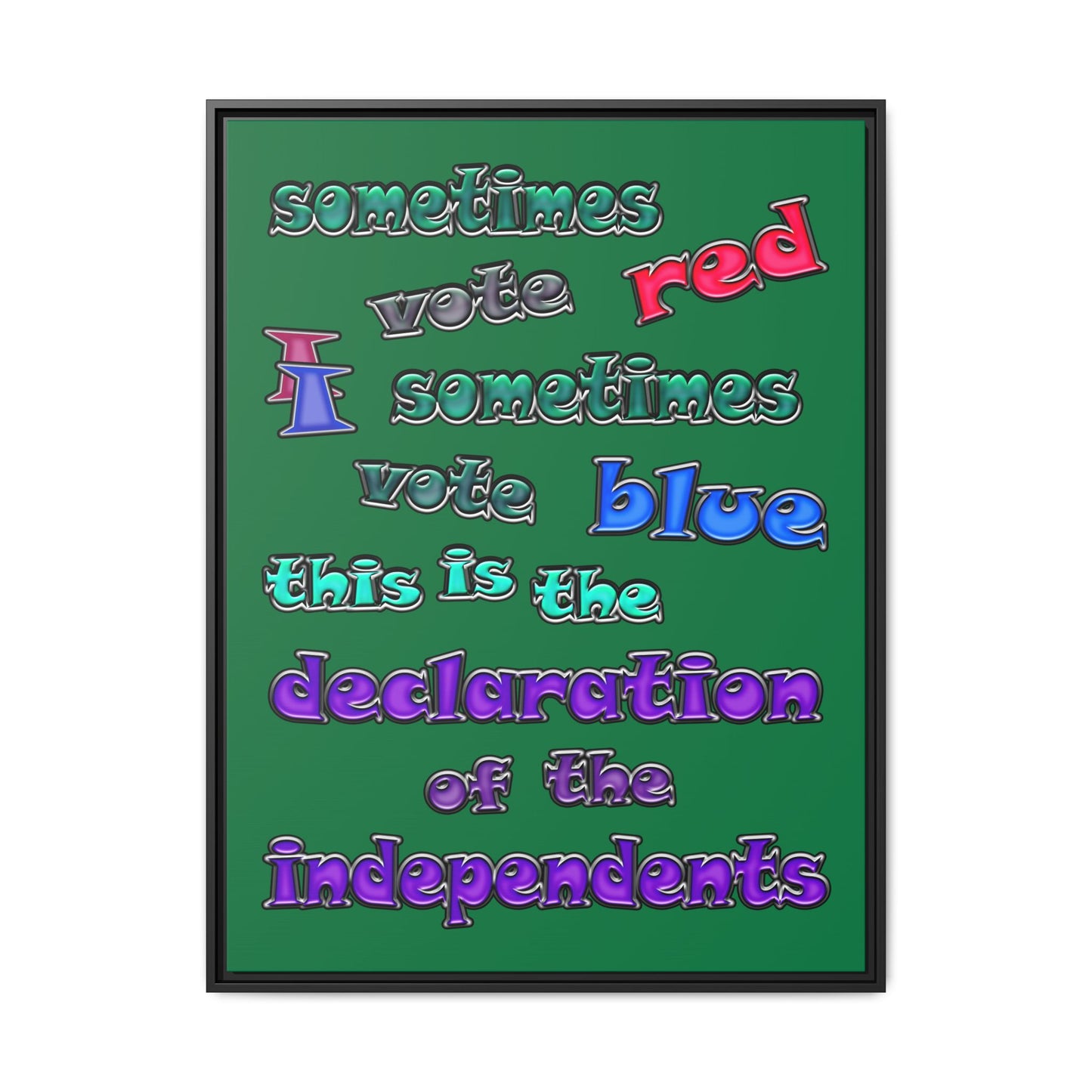 declaration of the independents - framed canvas art (dark green)