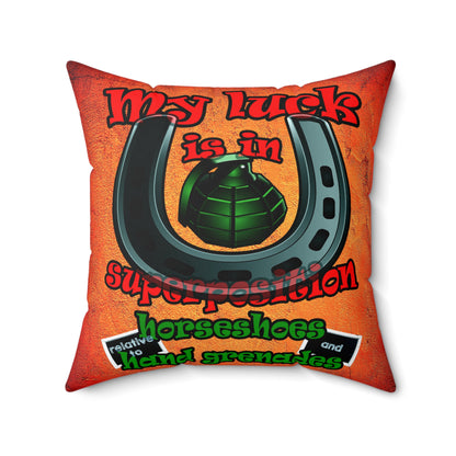 my luck - Spun Polyester Square Pillow - (burnt orange)