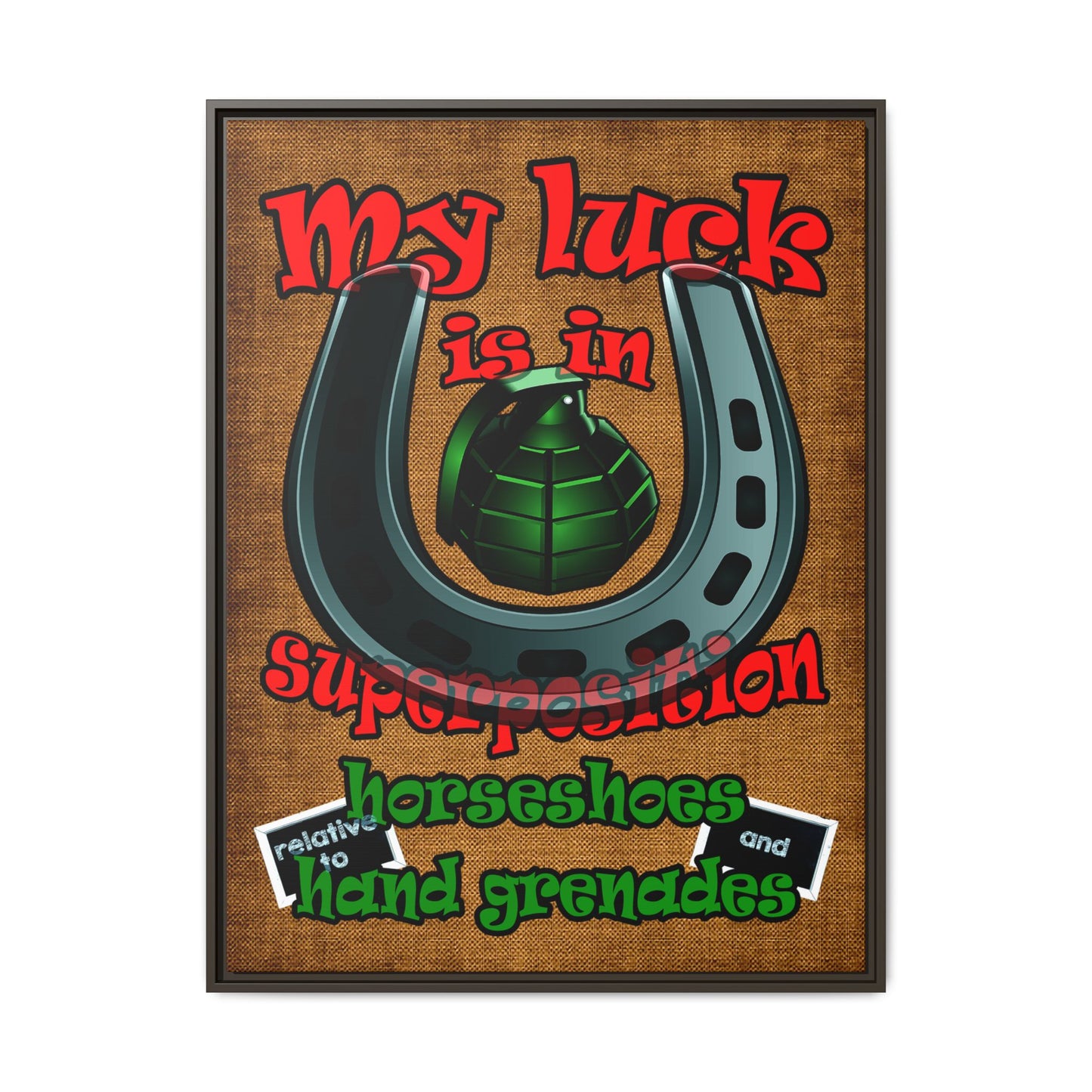 my luck - framed canvas art (brown papyrus)