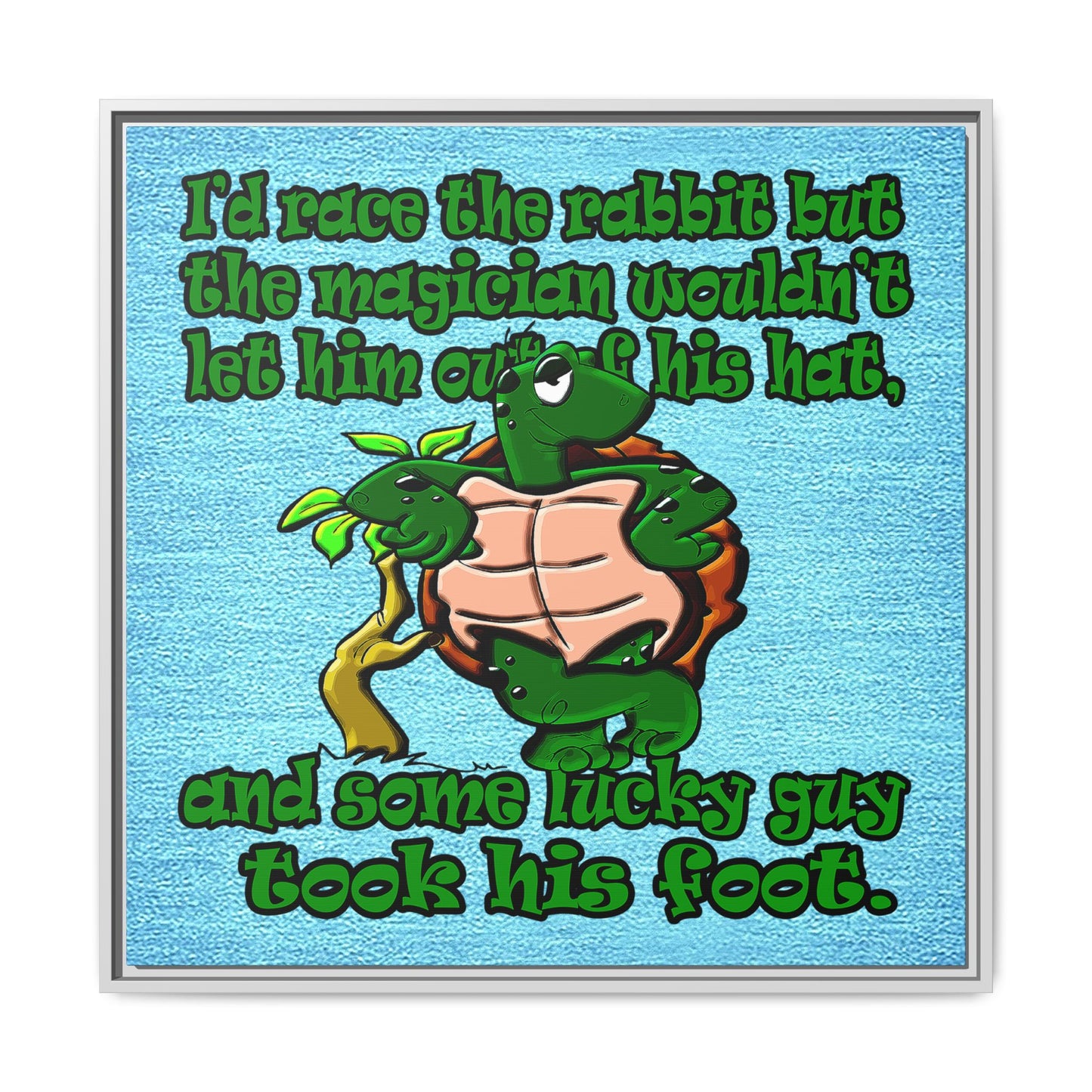 turtle race - framed canvas art (faded blue)