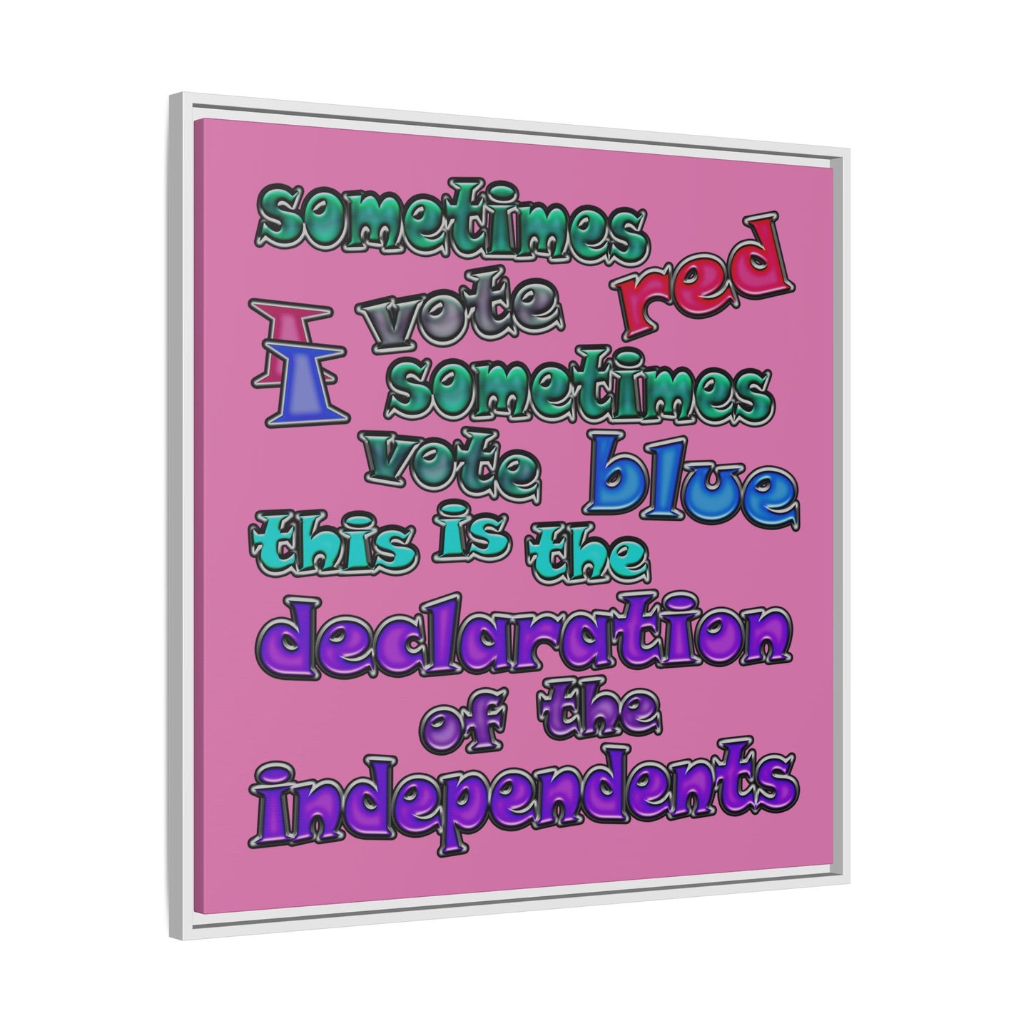 declaration of the independents - framed canvas art (light pink)