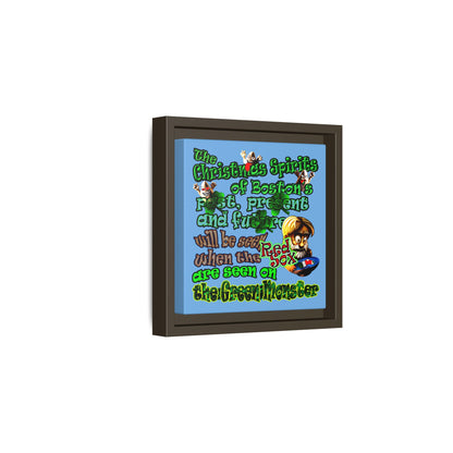 christmas spirits of boston - framed canvas art (light blue)