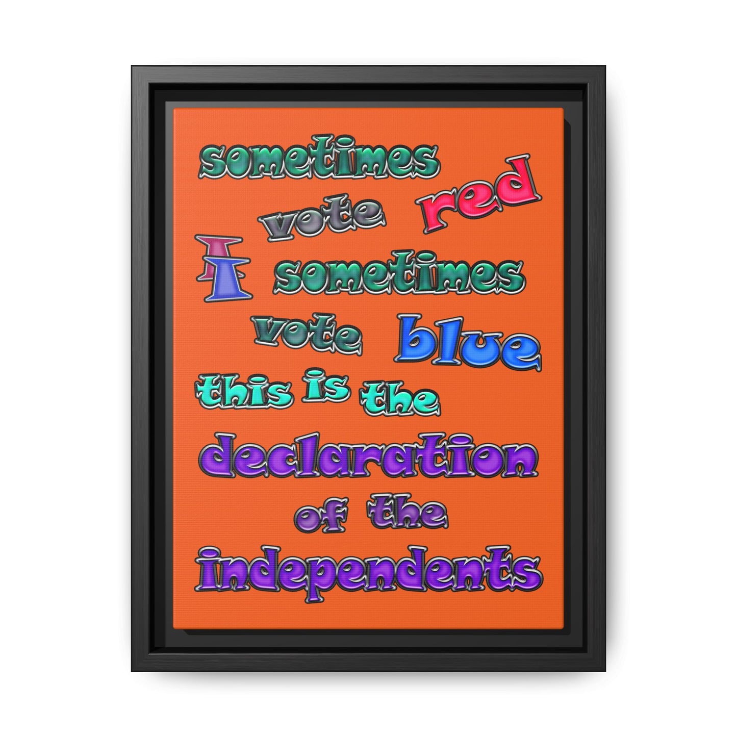 declaration of the independents - framed canvas art (orange)