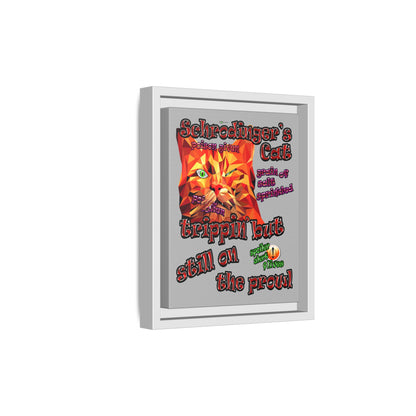 schrodinger's cat - framed canvas art (light grey)