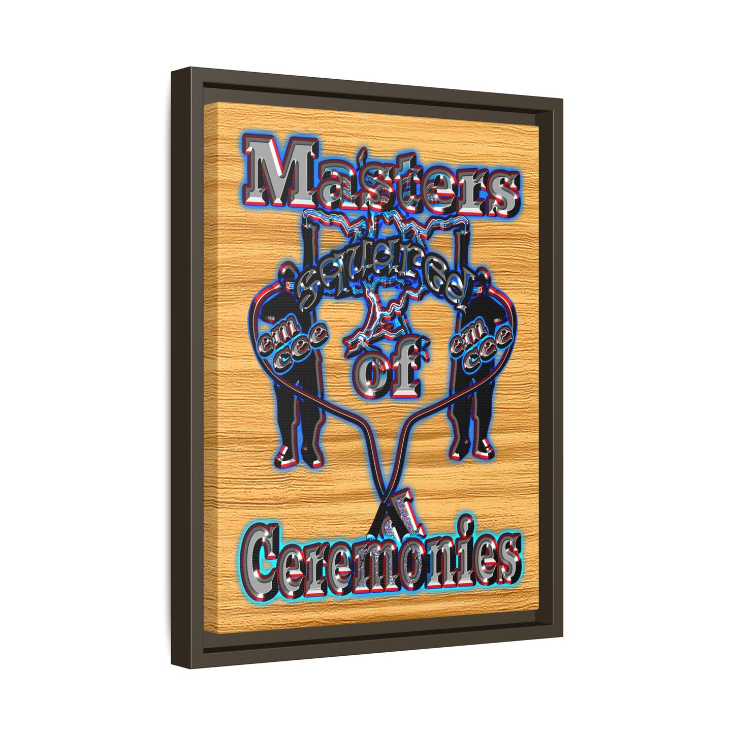 em cee squared - framed canvas art (butterscotch wood finish)