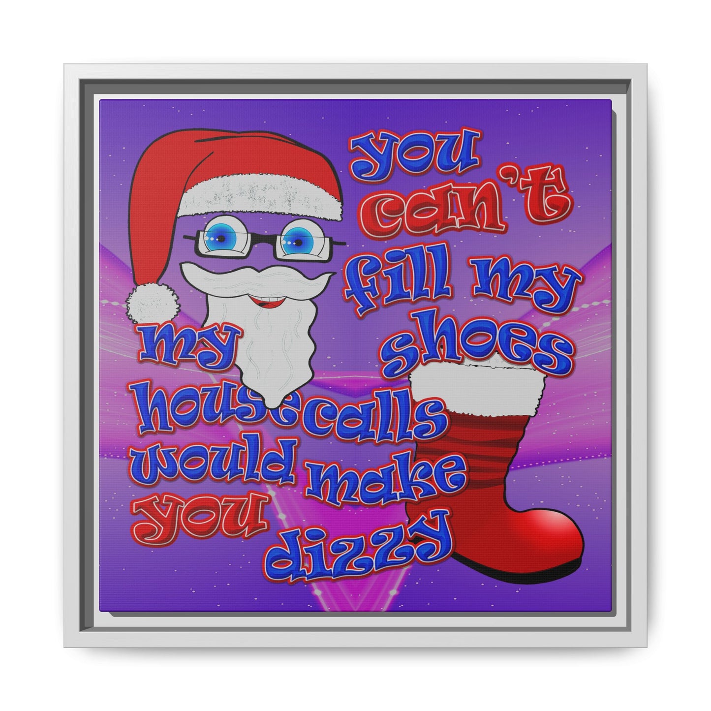 santa's shoes - framed canvas art (purple-pink wave)