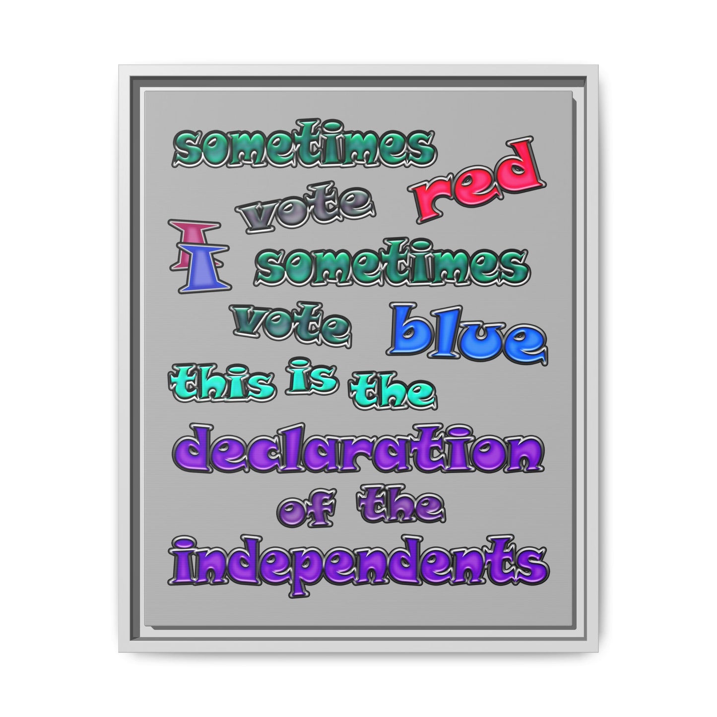 declaration of the independents - framed canvas art (light grey)