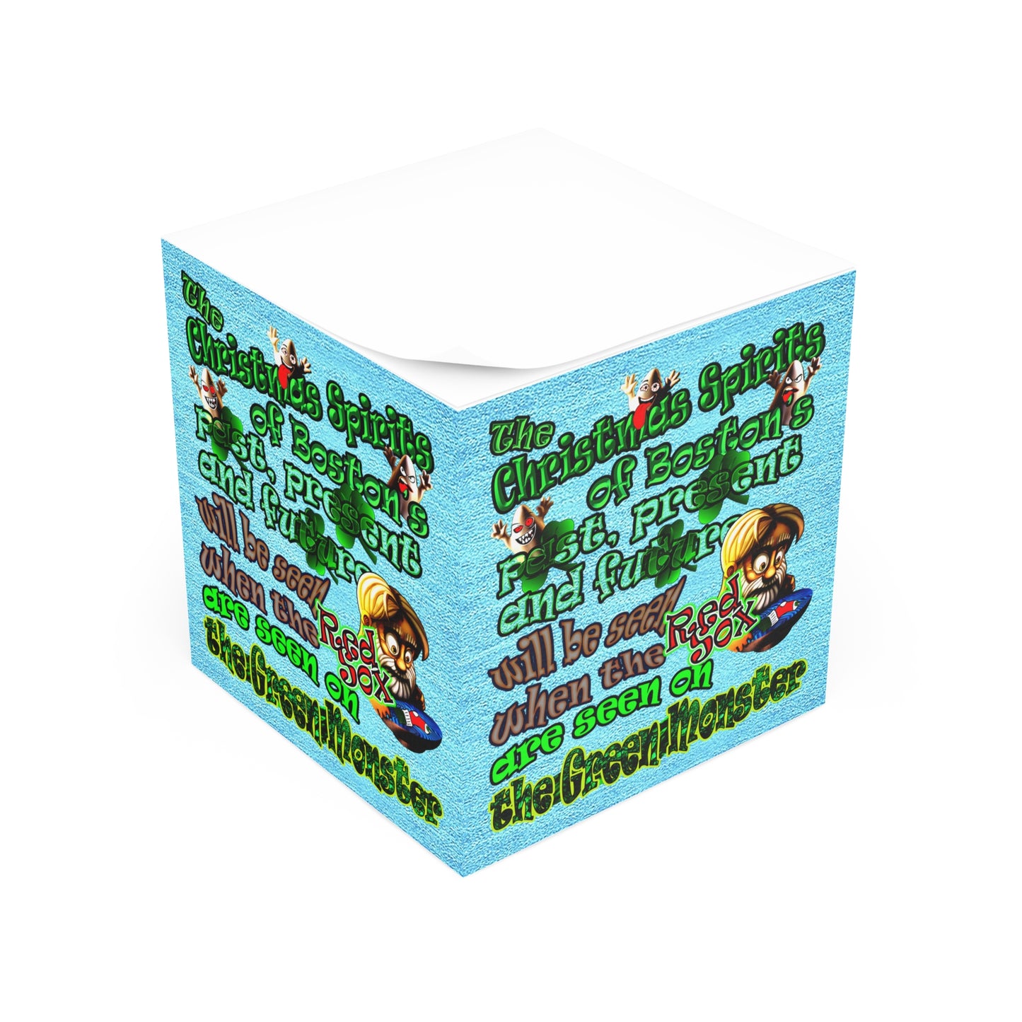 christmas spirits of boston - note cube (faded blue)