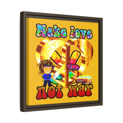 love peace - framed canvas art (yellow)