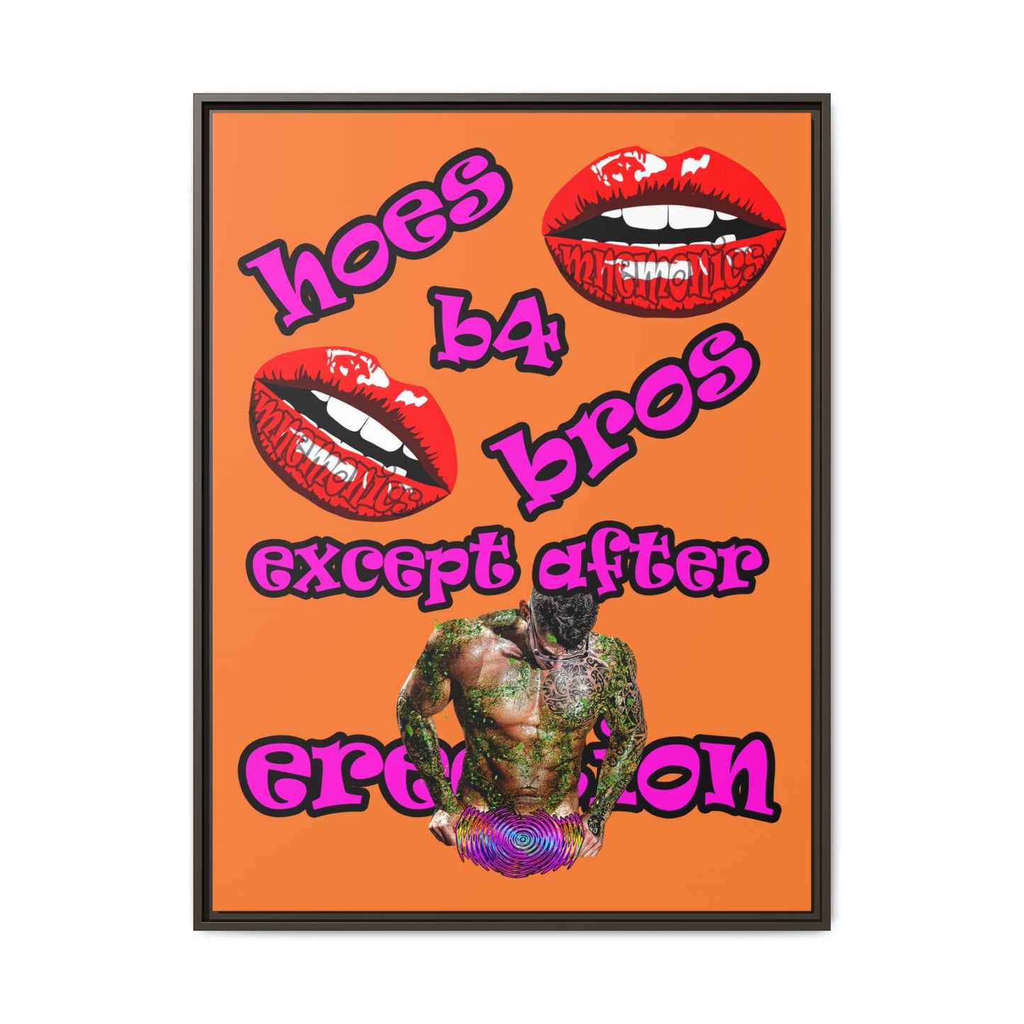 hoes b4 bros - framed canvas art (crusta)