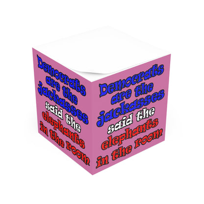 donkeys and elephants - note cube (light pink)