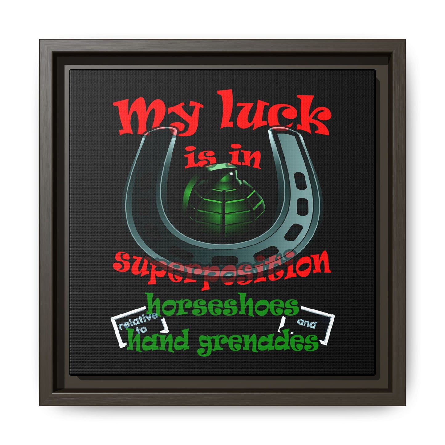 my luck - framed canvas art (black)