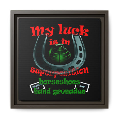 my luck - framed canvas art (black)