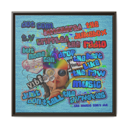 drop the beat - framed canvas art (faded blue)