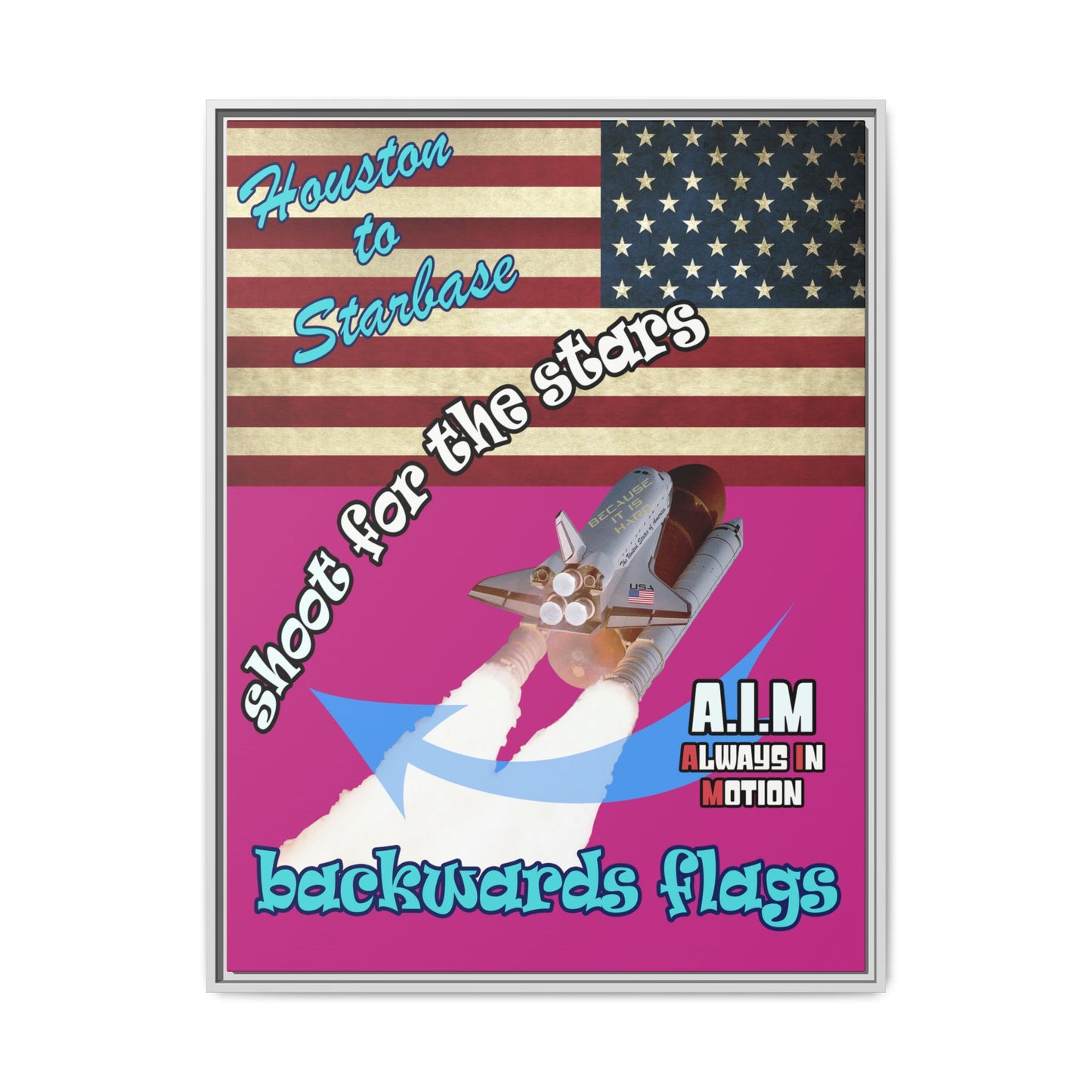 shoot for the stars - framed canvas art (pink)