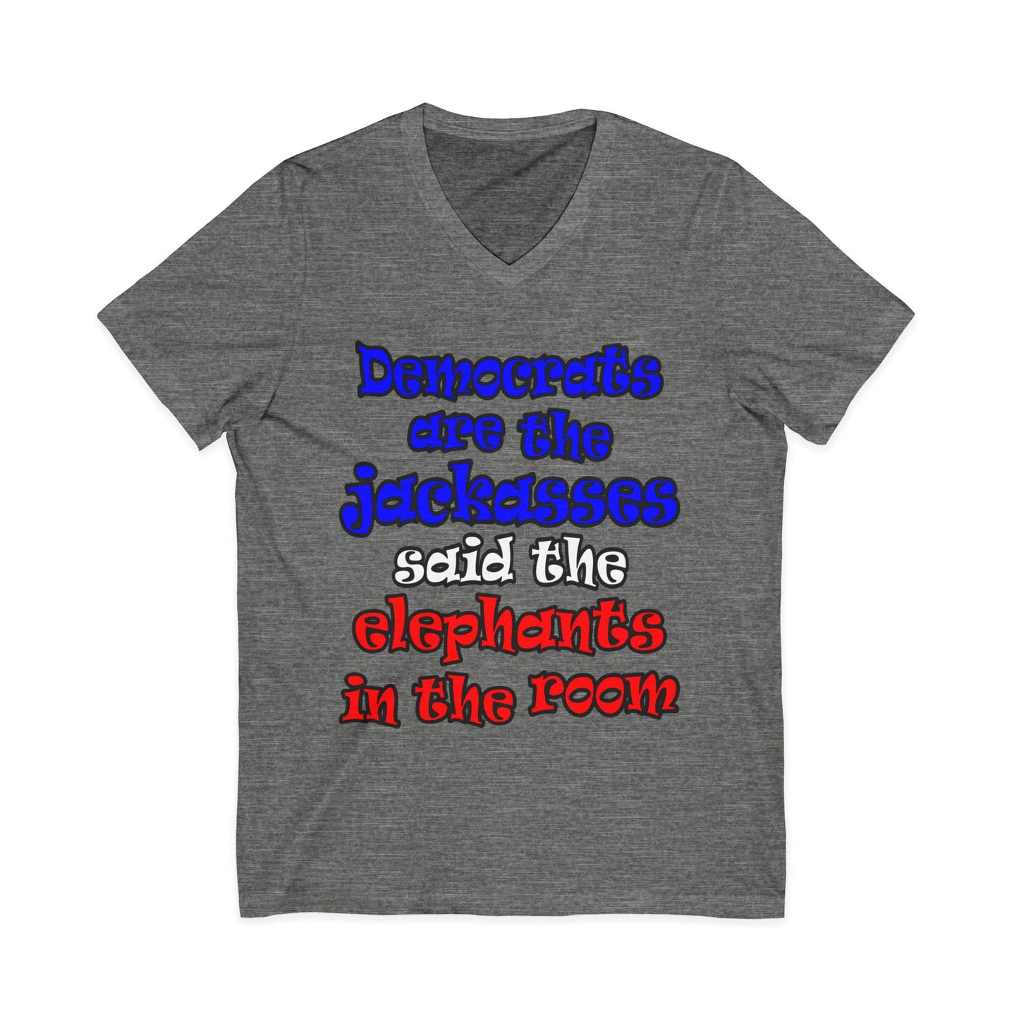 donkeys and elephants - Unisex Jersey Short Sleeve V-Neck Tee
