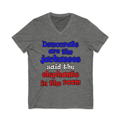 donkeys and elephants - Unisex Jersey Short Sleeve V-Neck Tee