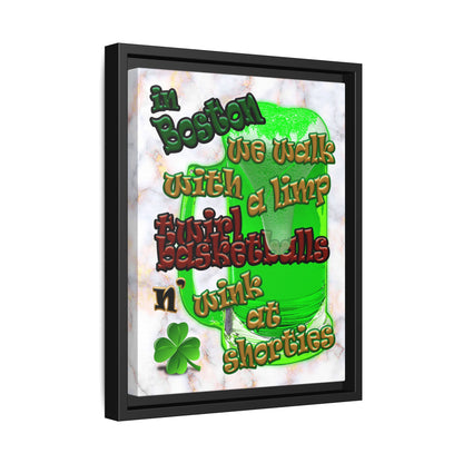 celtics logo - framed canvas art (white marble)