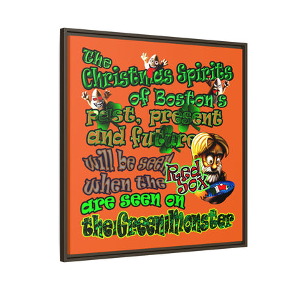 christmas spirits of boston - framed canvas art (orange)