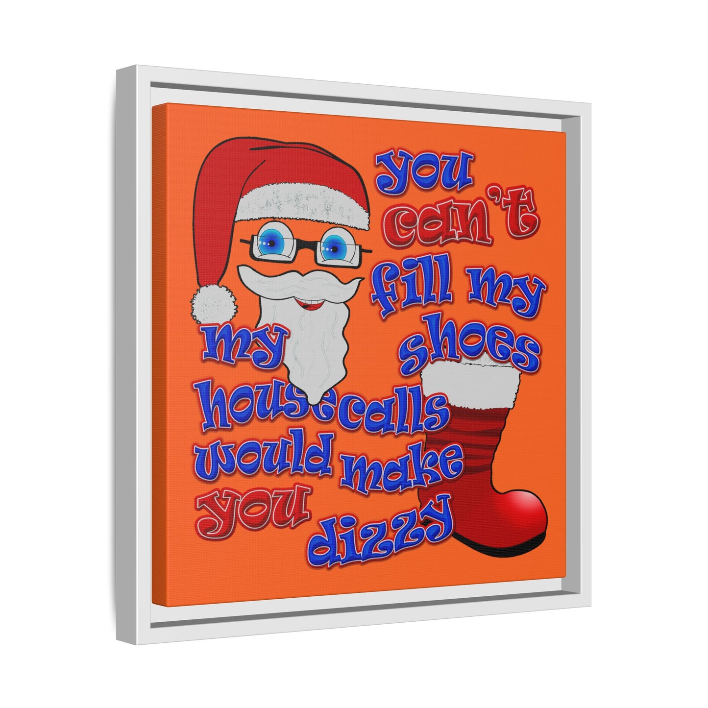 santa's shoes - framed canvas art (orange)