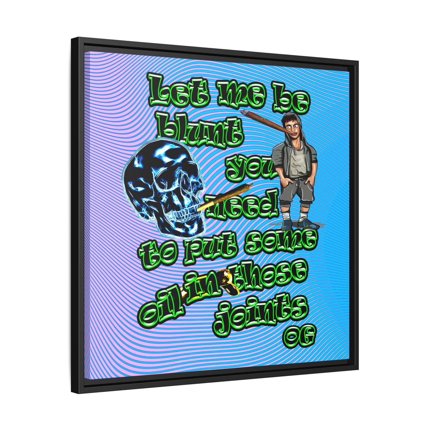 og - framed canvas art (light blue-purple wave)