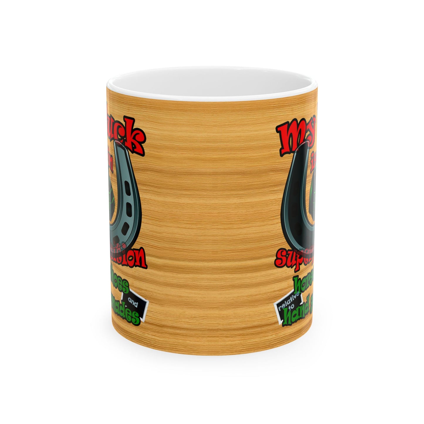 my luck - White Mug (butterscotch wood finish)