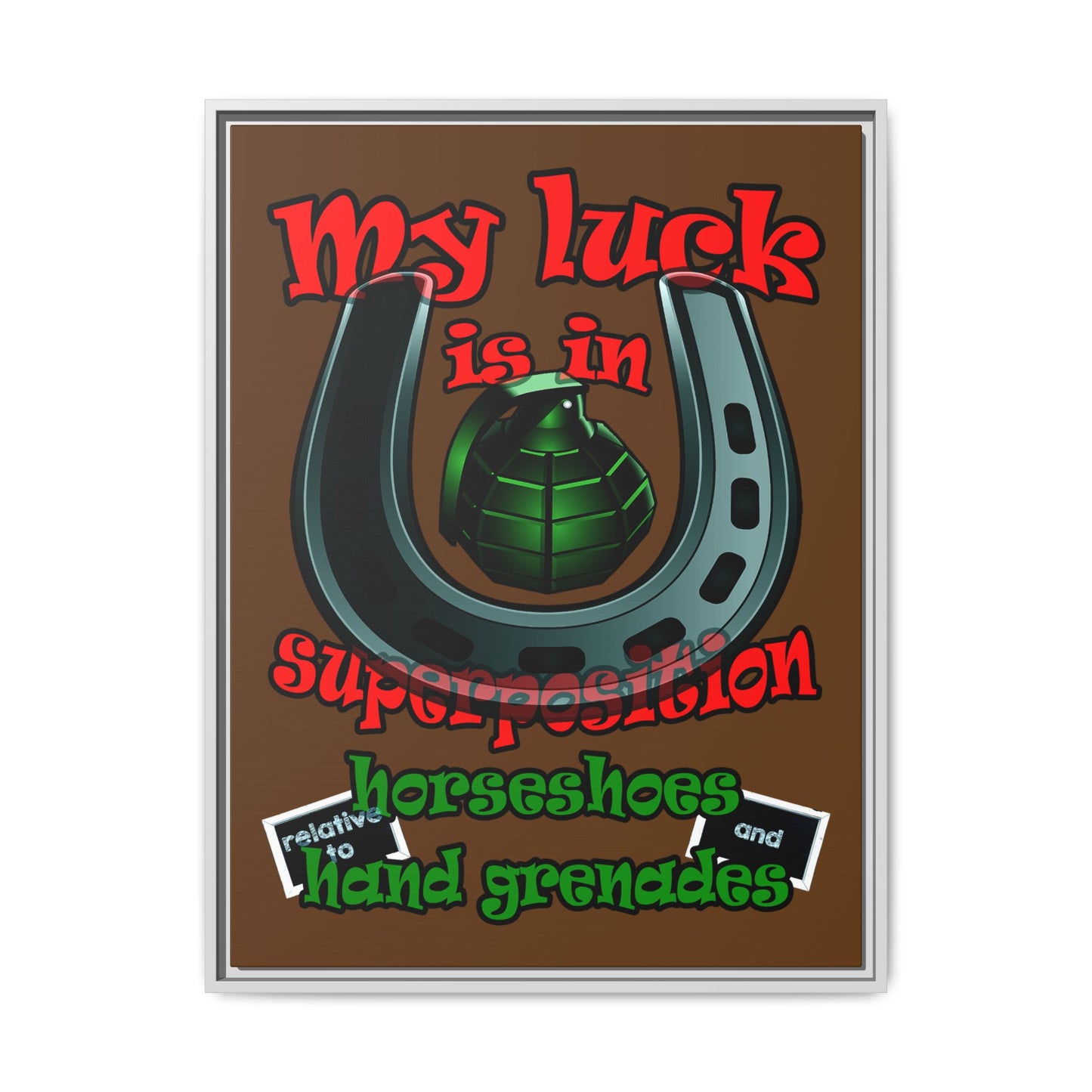 my luck - framed canvas art (brown)