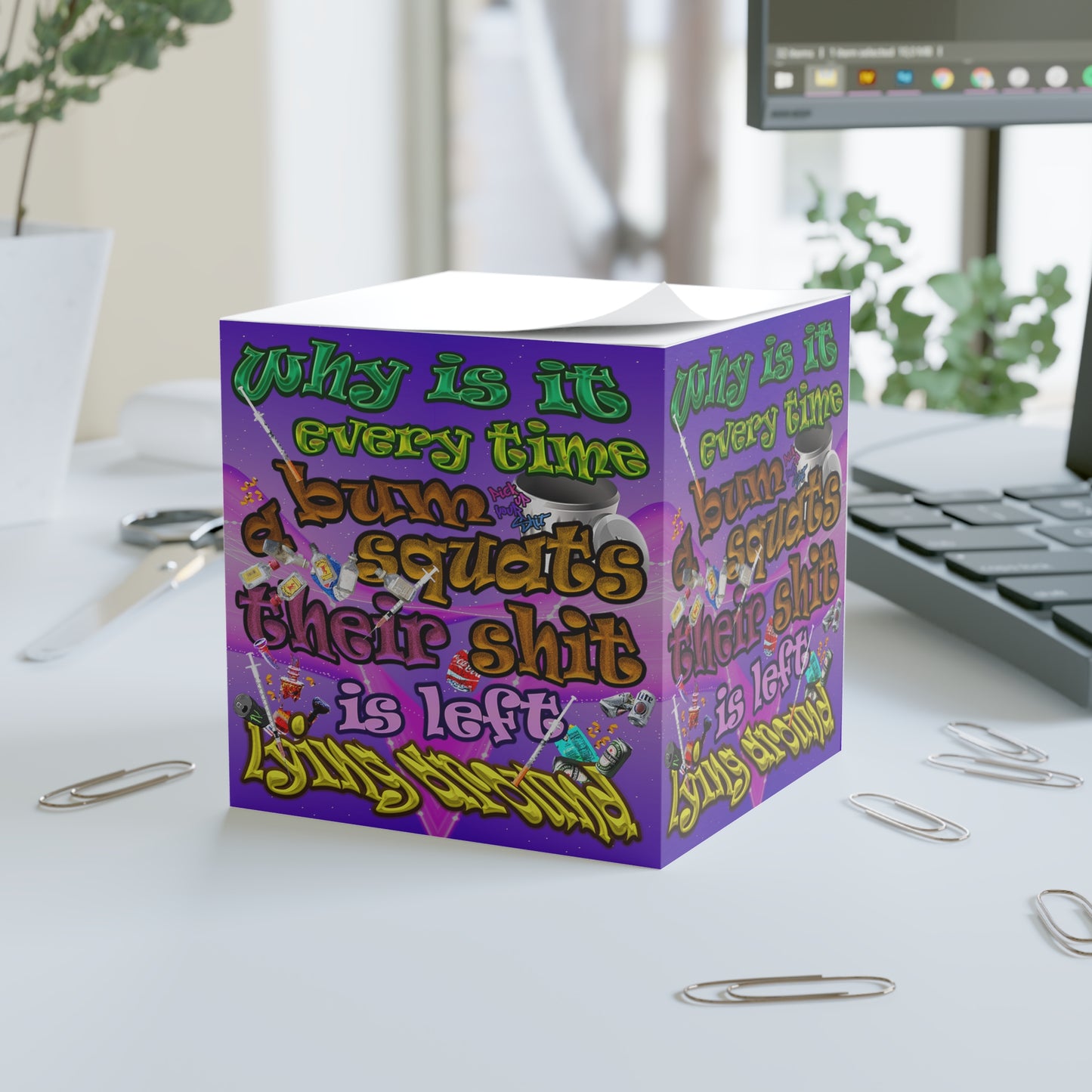 the bum's shit - note cube (purple-pink wave)