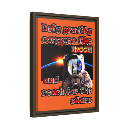 defy conquer reach - framed canvas art (orange)
