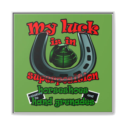 my luck - framed canvas art (green)