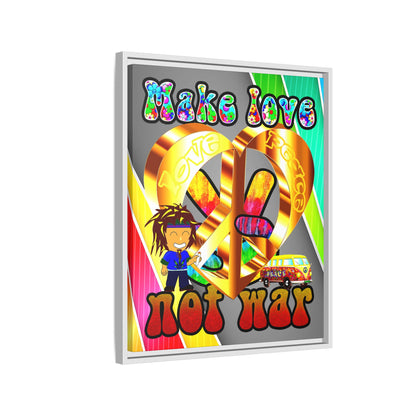love peace - framed canvas art (rainbow split)