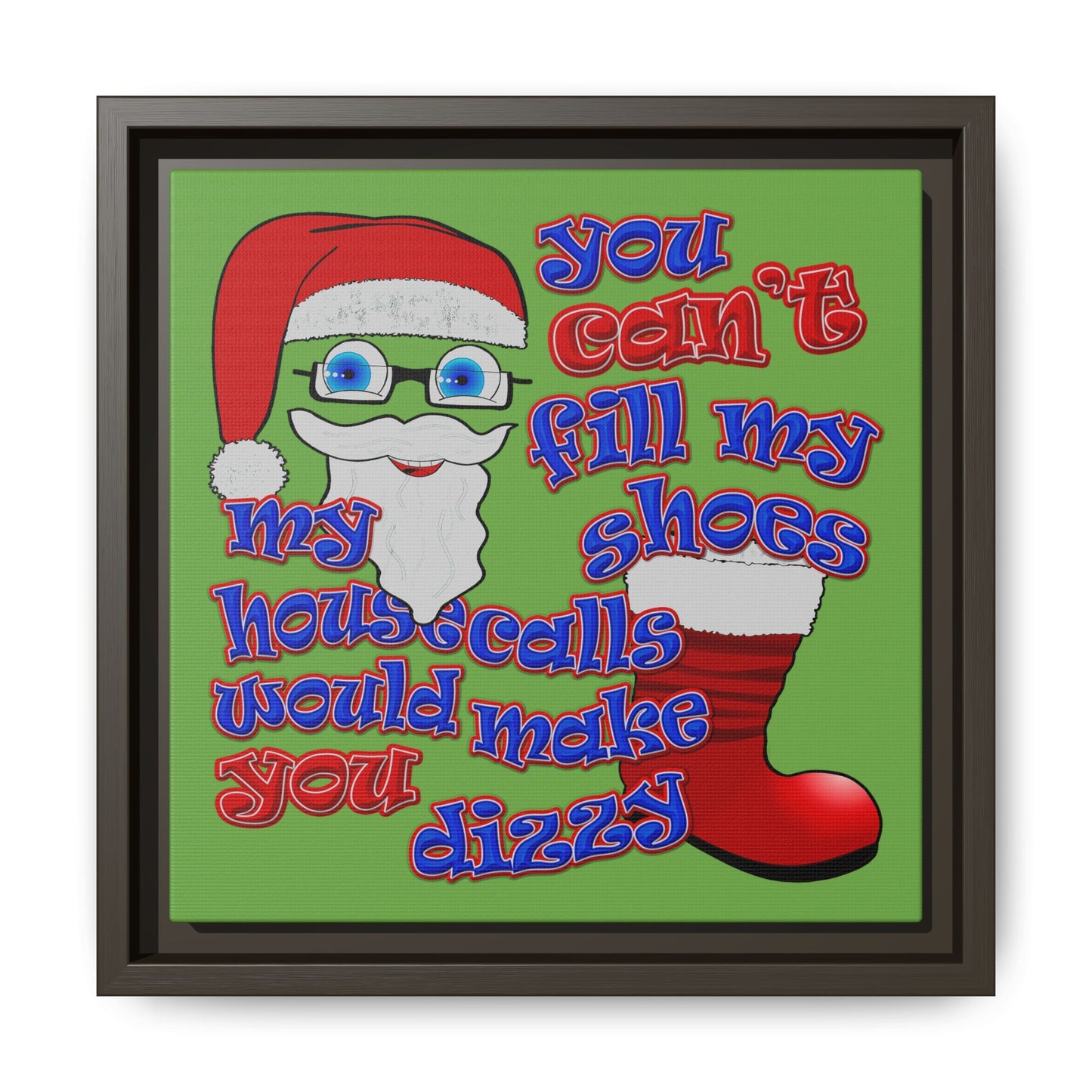 santa's shoes - framed canvas art (green)