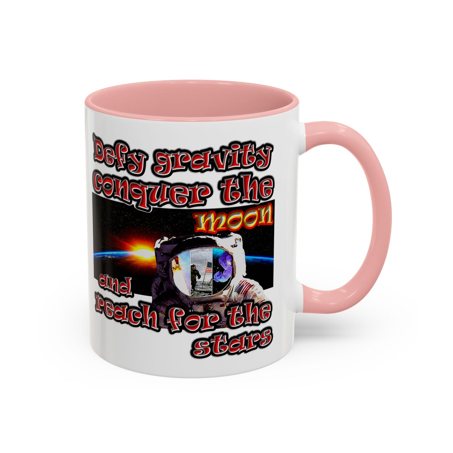defy conquer reach - Accent Mug (white)