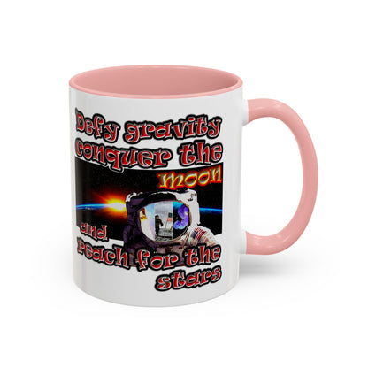 defy conquer reach - Accent Mug (white)